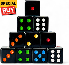 10 Piece D6 Multicolor Pip Dice Pack - Acrylic 16mm Square Edge Standard Dice fo