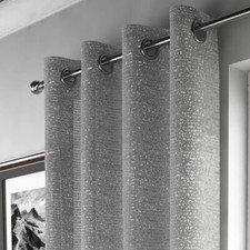 Luxury Glittering Sparkles Grey Eyelet Textured Voile Adele Curtain Panel