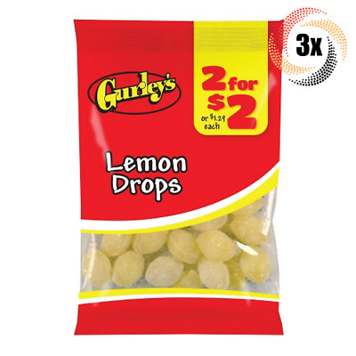 3x Bags Gurley's Lemon Drops Flavor Hard Candy | 2.75oz | Fast Shipping