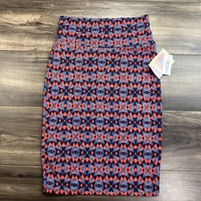 LuLaRoe Skirt Womens XS Red Purple Geometric Knee Length Unlined Pull On