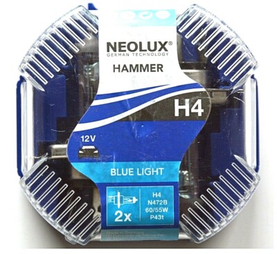 NEOLUX HAMMER H4 12V 2-er Box Halogen 60/55W Auto KFZ BLUE LIGHT N472 B