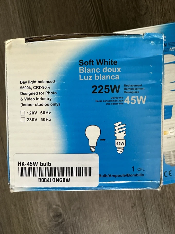 Lot Of 2 Soft White Compact Flourescent (CFL) Bulb 45W Daylight Balanced, Photo - Image 3 of 4