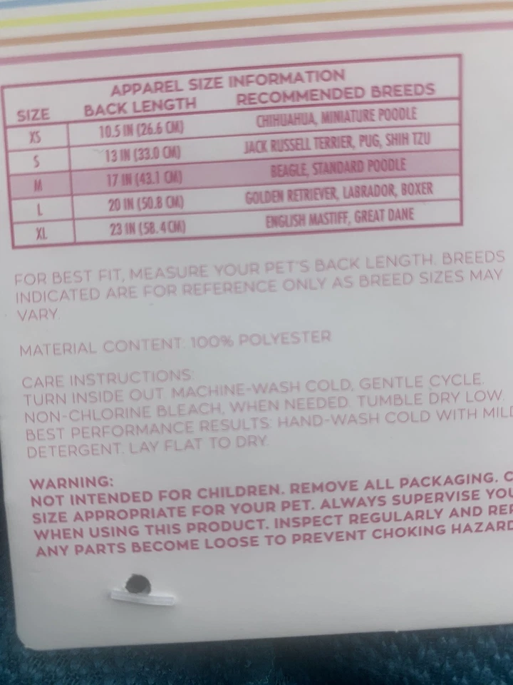 Justice Hoodie  Pets Tie Dye Sherpa Sweater Dog Clothes Zippered Pocket Medium - Image 3 of 3