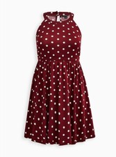 Torrid Mini Skater Dress Halter Burgundy Red NWT New Size 3X Plus Size Party Dre