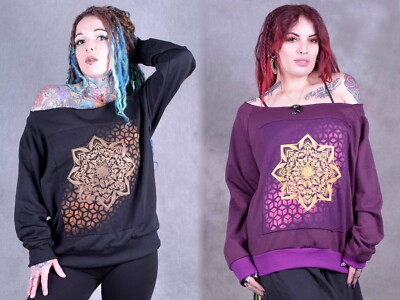 OFF SHOULDER JUMPER Heilige Geometrie Mandala Pixie Boho Fee Psytrance Festival