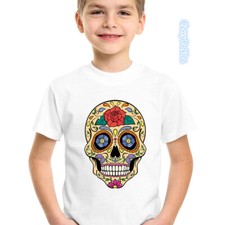 S-C3-3 Day Of The Dead Mexican Sugar Skull Tradition D a de Muertos Kids T-Shirt