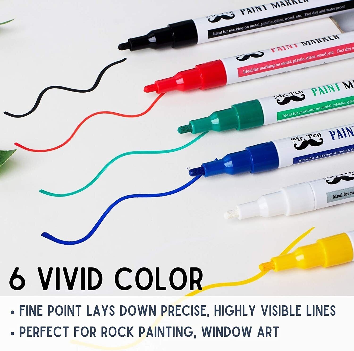 6PCS Paint Markers Set Oil Based for Metal Mix Permanent Colored Pen Fine Point