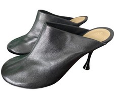BOTTEGA VENETA 667191 Cocktail Stretch Black Leather Mule Pumps Shoes 36.5
