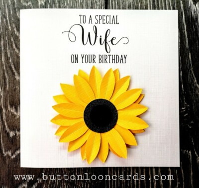 Handgemachte & personalisierte Karte - Sonnenblume Happy Birthday Frau Tante Oma