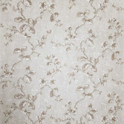 Pearl Beige brown gold fish scale plaster textured floral branches Wallpaper 3D