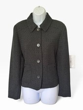 New Chico s Textured Tweed Blazer Jacket Sz M 1 Spruce Green Buttons Collar NWT
