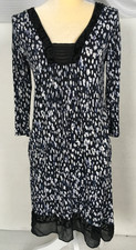 Simply Vera Vera Wang Dress Women Size S Black White Purple V neck 3/4 Sleeves