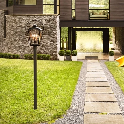 Hinkley Yale 26 3/4" High Black 3-Light Outdoor Post Light - Picture 4 of 8