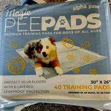 Alpha Paw Magic Pee Pads, 40 Premium Training Pads For Puppy & All Dogs 30”x26”