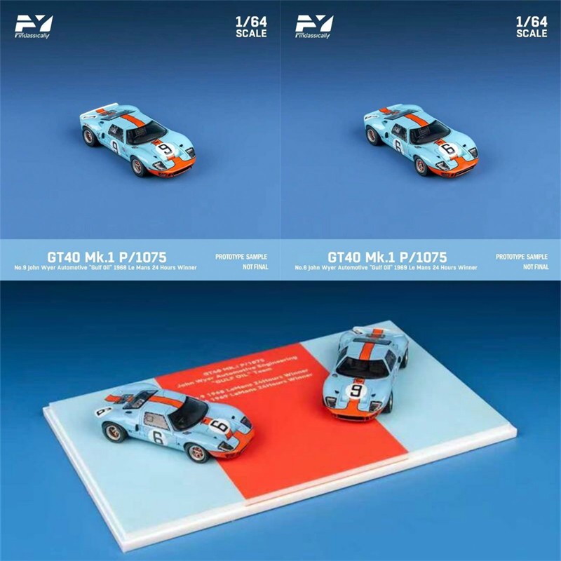 1/64 フォード GT40 ミニカー Findclassically 1:64 GT40 Mk.l 1968 Orange Blue Diecast Model Car