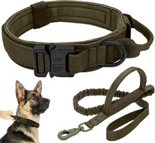 Tactical Dog Collar w/ Handle Leash Heavy Duty Military Service Canine Training