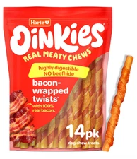 Hartz Oinkies Bacon Wrapped Twists DOG TREATS 14pk