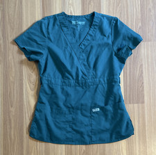 Grey's Anatomy by Barco Women s Scrub Top S Blue Solid V-Neck Short Sleeve 51193