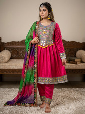 Afghani dress for women handmade silk made for Eid and other