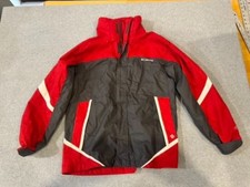 Columbia Jacket Boys Youth 14/16 Omni-Tech Waterproof Hooded Red Gray