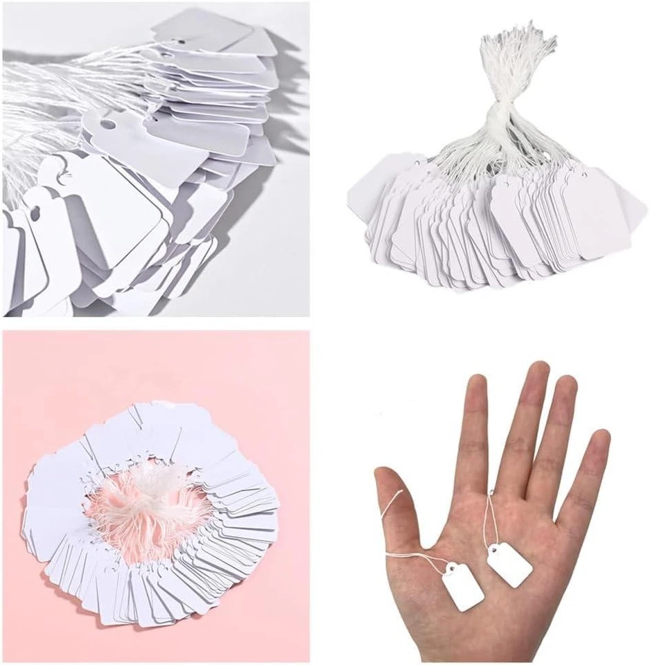 White Marking Writable Tags Display Label, 200 Pcs Price Tags with String, White - image 2 of 4