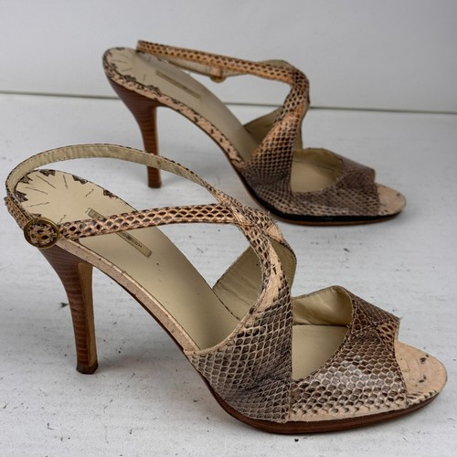 Max Studio Snake Print Leather Heels Sandals Size 7.5 M Genuine Snake Upper