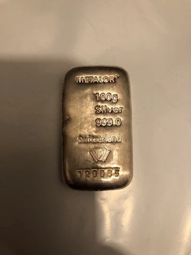 Metalor 100g .999 Silver Bullion Bar With Certificate
