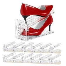 Shoe Slots Organizer 12 Pack - Shoe Stacker,3 Levels 12pack Clear