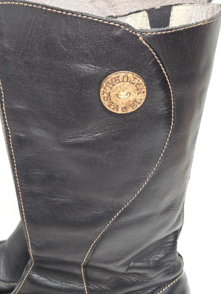 Botas altas medias de cuero negras El Naturalista con tacón bajo talla 39 RARAS Foto 2 de 4