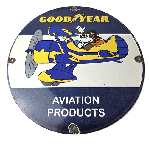 Vintage Tires Sign - Porcelain Service Mickey Mouse Gas Oil Pump Sign