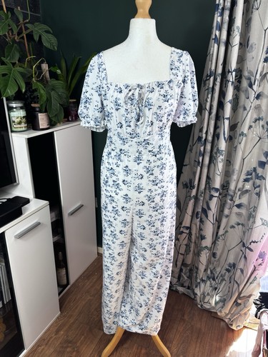 Combinaison Shein Floral jambes larges UK 18-20 Cottagecore manches bouffantes barboteuse 3/05 - Photo 1/8