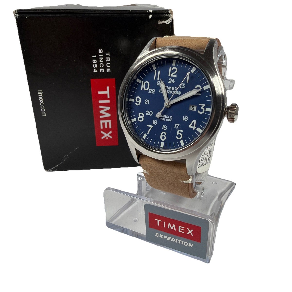 TIMEX EXPEDITION INDIGLO TW4B01800 WR 50M BLUE/BROWN MILITARY