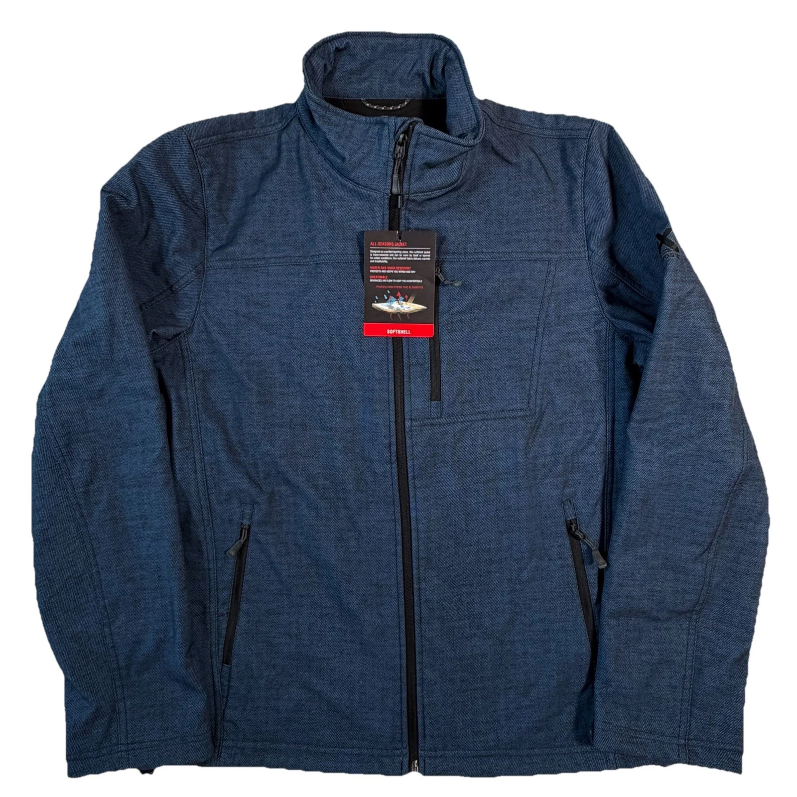 ZeroXposur Mens Softshell Jacket Sz Large Blue Black Zip Up Fleece Insulated L