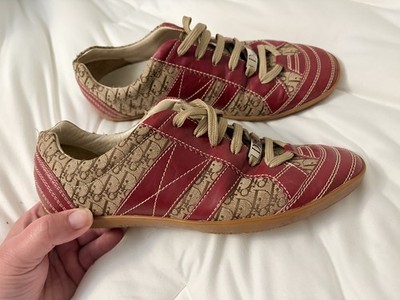 Christian Dior John Galliano Monogram Leather Sneakers Magenta Wmn EU38 US 7.5 