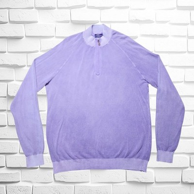 Johnnie-O West Coast Prep Simms 1/4 Zip Pique Pullover Sweater Mens Large Purple