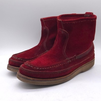 Russell Moccasin Red Suede Leather Boots Men's US 9.5D Rare Handmade USA