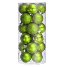24Pcs 1.5" Christmas Balls Ornaments Shatterproof Hanging Balls Set Lime Green