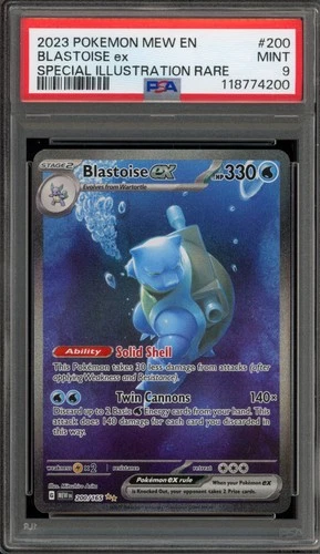 Pokemon Blastoise ex 151 MEW EN Special Illustration Rare #200 PSA 9 Mint