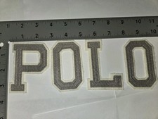 POLO RALPH LAUREN PATCHES PRE-OWNED RARE GRAY/WHITE SPELLOUT PATCH