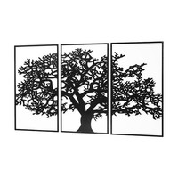 Wandbild Metallbild Wanddekobaum Collage Nature Dreiteilig Aus Schwarzem Metall