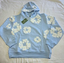 Blue White Denim Tear Kapok Full Print Foam Sweatshirt Hoodie S-M-L-XL