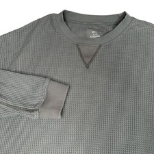 Aerie Waffle Knit Sweatshirt Sage Green Oversized Crew Neck Pullover Large