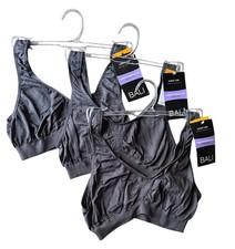 Bali Seamless Bra Comfort Revolution 'Crop Top' 103J Gravel Gray Set Of 3 Small