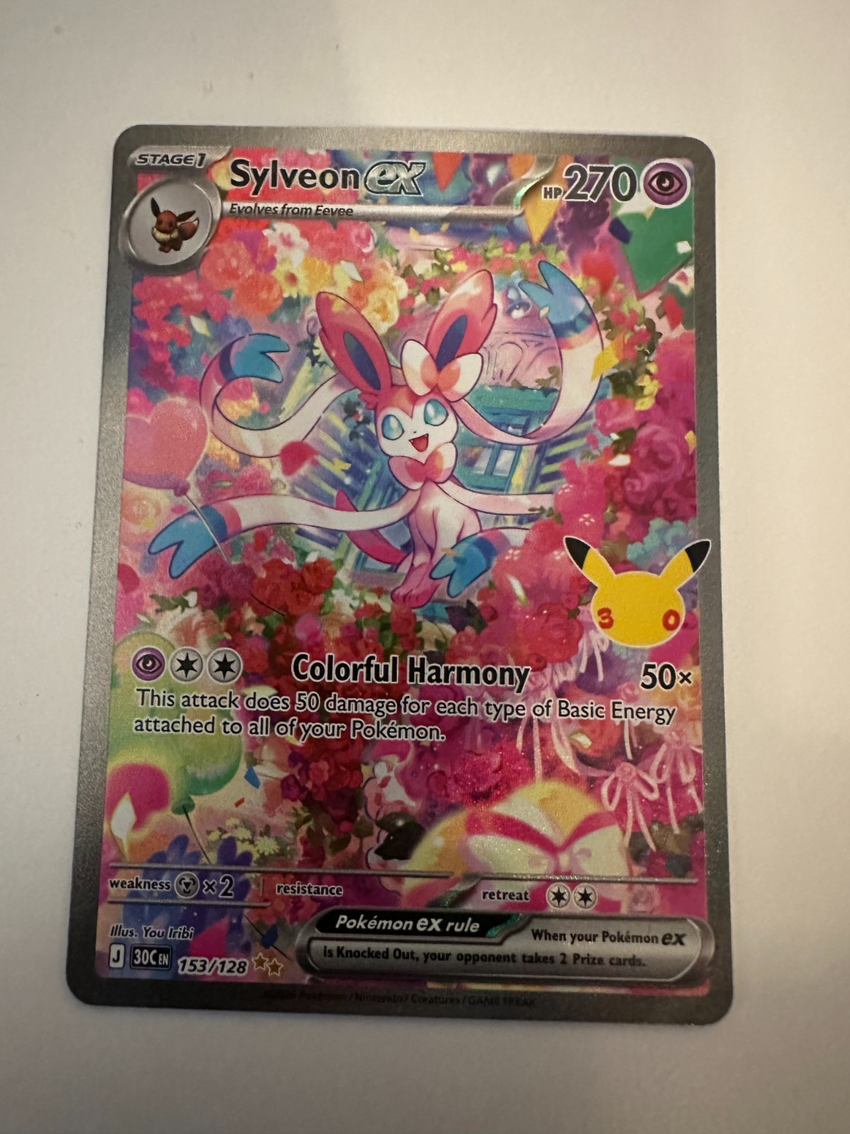 Sylveon ex 153/128 ME: 30th Celebration Pokemon Holo