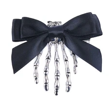 Skeleton Claws Hair Clips with Bows Punk Hairpins Halloween Duckbill Side Clips