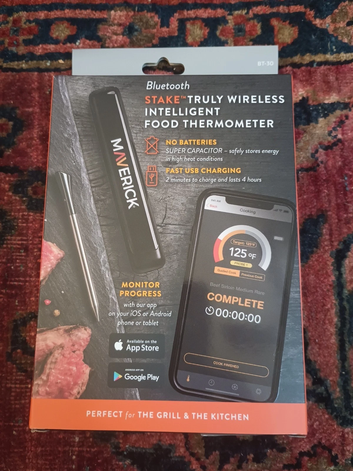 Maverick Stake Truly Wireless Bluetooth Smart Thermometer - Black BT-30