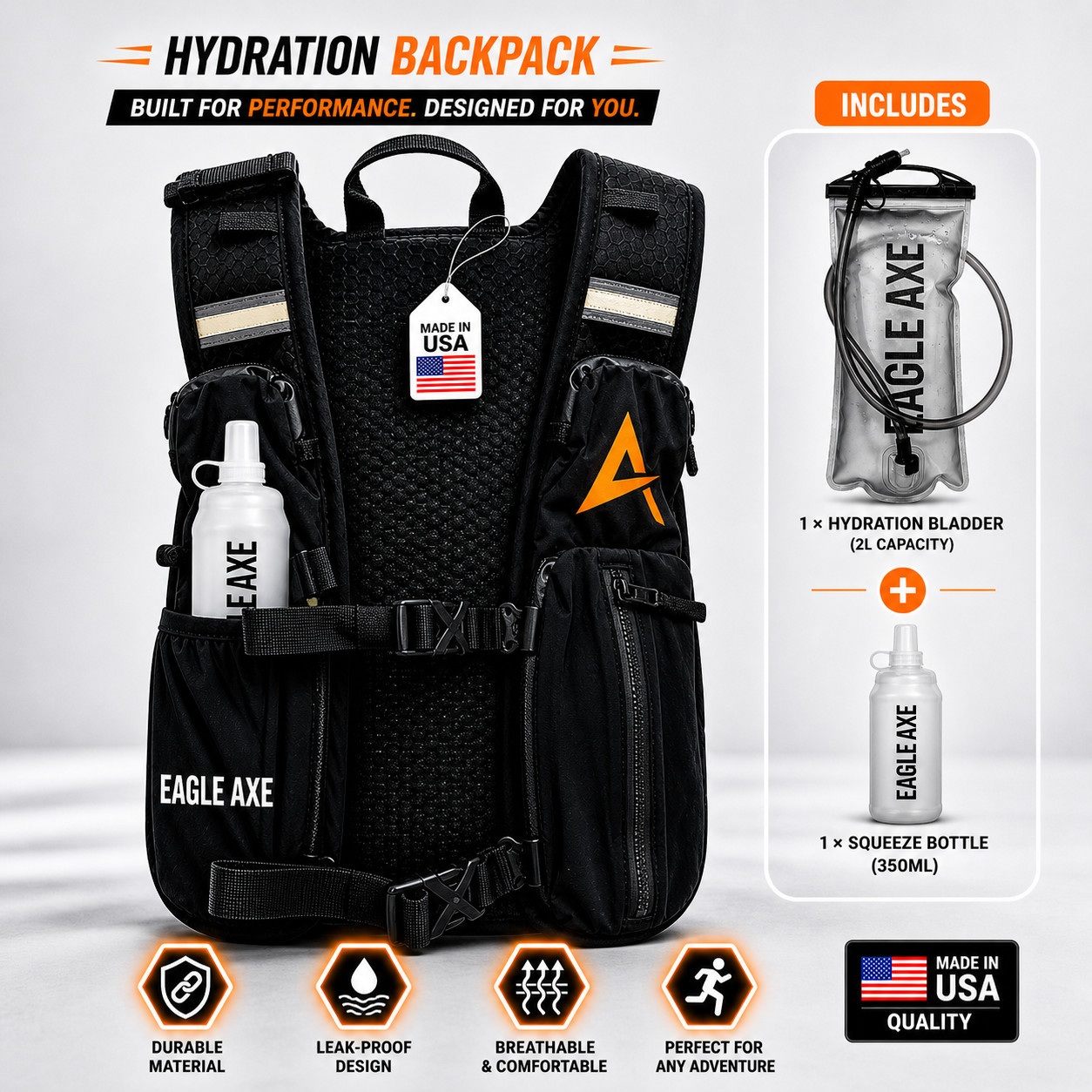 Running Vest Hydration Backpack with 2L Water Bladder Trail Running Cycling Race