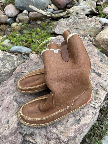 VISVIM V10001404-04 GRIDWOOD MOC TOE-FOLK Mouton Leather Boots Brown US10 Used
