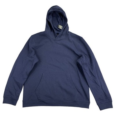 Ideology Mens Solid Fleece Kangaroo Pocket Pullover Hoodie Navy Blue L