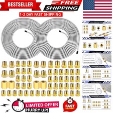 smseace 2 Sets 25 FT 3/16" 1/4" Brake Line Kit with Brake Lines Fittings,4 Sets